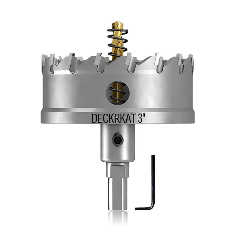 DECKRKAT 3" TCT Hole Saw for Hard Metal, Heavy Duty 75mm Tungsten Carbide Tipped Hole Cutter with Spring-Loaded Pilot Drill Bit for Stainless Steel, Metal, Iron, and Plastic - Image 1